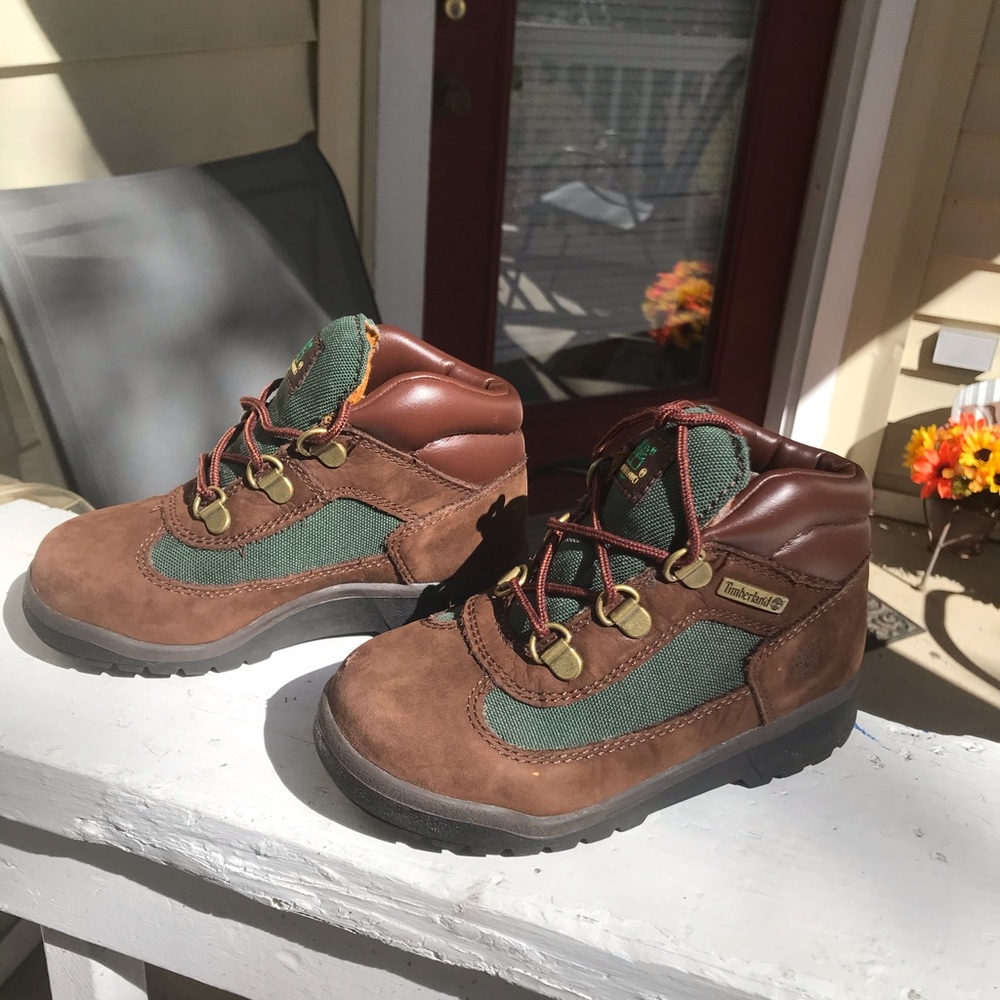 Kids Green and Brown Timberland Field Boot